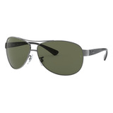 Anteojos De Sol Polarizados Ray-ban Rb3386 Standard Con Marco De Metal Color Polished Gunmetal, Lente Green De Policarbonato Clásica, Varilla Black De Metal