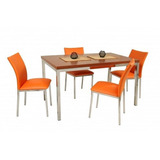 Juego Comedor Combo Mesa Milan Rectangular 1.40 + 4 Sillas Iris Reforzadas Caño Pintado Directo Y Garantia De Fabrica Pr