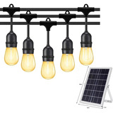 Serie Luces Led Vintage Panel Solar Exterior Con 10 Focos