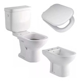 Kit Ferrum Bari Inodoro Largo, Tapa, Deposito Dual Y Bidet