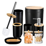 Sldiywow 8 Piezas Conjunto De Accesorios De Baño Negro, Jueg