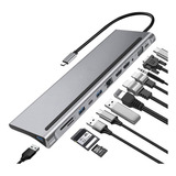 Dockstation Hub 12 Em 1 Hub Usb C 2x Hdmi 4k Mac Dell Lenovo