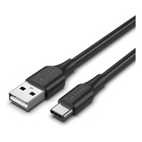 Cable Usb Vention - Usb A Usb C - Carga Rapida 3a - 0.50 Metros - 480 Mbps - Color Negro - Pvc - Cargador Y Datos - Para Pc / Notebook / Macbook / Celular / Tablet / Auriculares - Cthbd