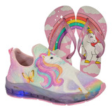 Tênis Led Infantil Feminino Unicórnio Amyrose Sonic+ Chinelo