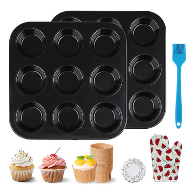 2 Moldes Charola 9 Cupcakes Acero Anti-adherente Repostería | MercadoLibre