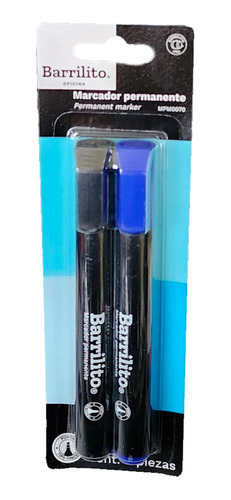 Marcador Permanente Azul Y Negro Blister C/2 Pzs