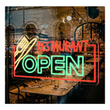 Letrero Led Neon Open Abierto Restaurant Ancho90cm Luminoso