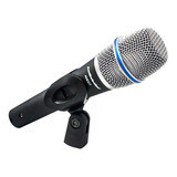 Microfono Profesional Metalico Audiobahn Base Funda Cable 07 Color Negro Con Plata