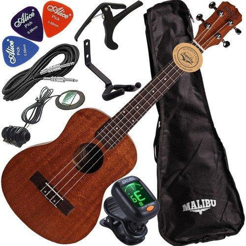 Kit Ukulele Elétrico Tenor Malibu 26s Sapele Cordas Aquila