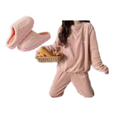 Pijama + Pantuflas Conjunto Polar Mujer 