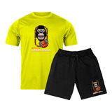 Camiseta + Bermuda Gorila Basquete Stillos Brother Moda Rua