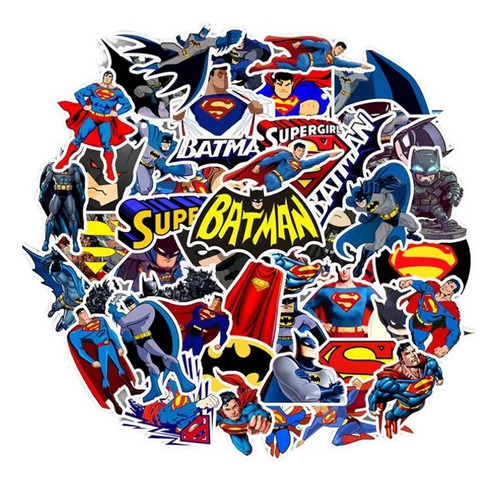 Batman Y Superman Cómics 50 Calcomanias Stickers Contra Agua
