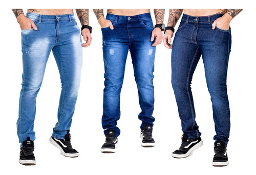  Kit 3 Calça Masculina Lycra Slim Jeans Preço De Fabrica