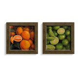 2 Quadros Decorativos Cozinha Copa Frutas Restaurante Kit