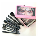 Set 12 Brochas Pinceles Maquillaje Profesional Estuche Metal