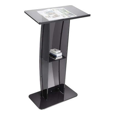 Pulpito Podium De Acrilico Negro 47in Con Estante De Almacen | Envío gratis
