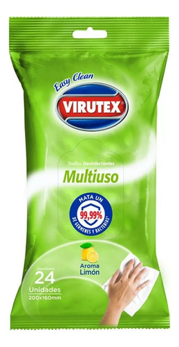 Virutex Toallas Húmedas Desinfectantes Multiuso Limón 24 Und