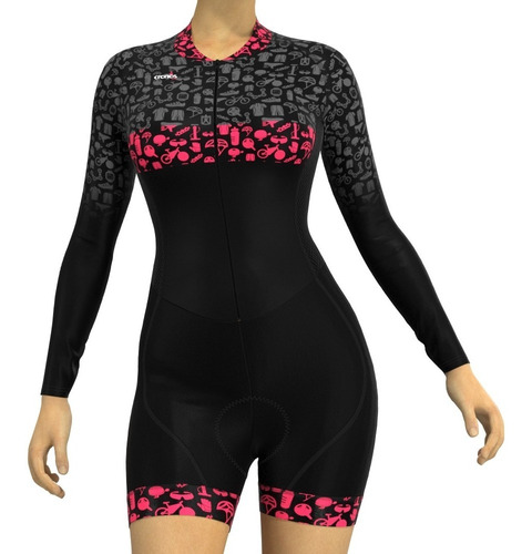 Enterizo Uniforme Ciclismo Mujer Red & Dark 6559