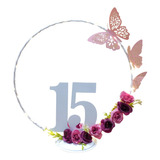 15 Centro De Mesa Aro Con Flores, Mariposas Y Luz Led
