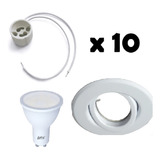 Pack X10  Spot Embutir Blanco + Dicro Led 7w Calida + Zocalo