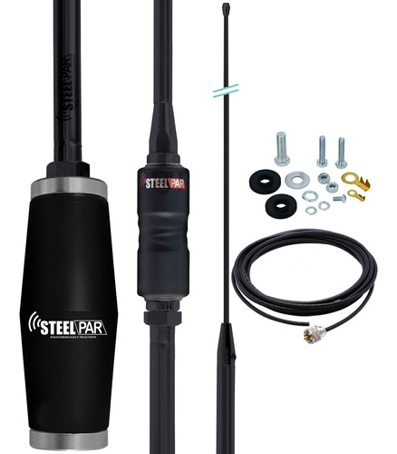 Antena Móvel Bobinada Black Px Argentina 1,63m + Cabo 5,5m