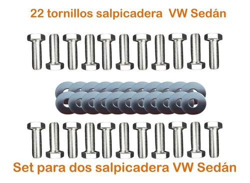  Tornillos Hule Salpicadera 22 Pzas Sedán Vocho 1974 -2004