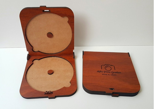 Porta Cd Dvd Doble Caja Estuche Personalizado De Madera