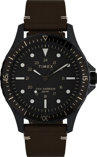 Reloj Timex Hombre Tw2v45400 Cuero Marron Navi Harbour 100m