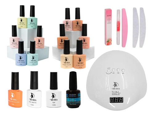 Kit Gelish 12pz Mussa Base Top Removedor Lampara Para Uñas | Meses sin interés