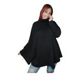 Abrigo. Poncho Con Cuello Polera. Talles Grandes