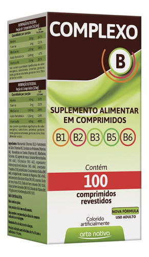  Polivitaminico Vitaminas Complexo B 100 Comprimidos