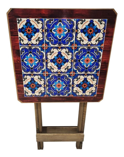 Mesa Dobravel Azulejo Português Adesivada Bistrô Madeira Top