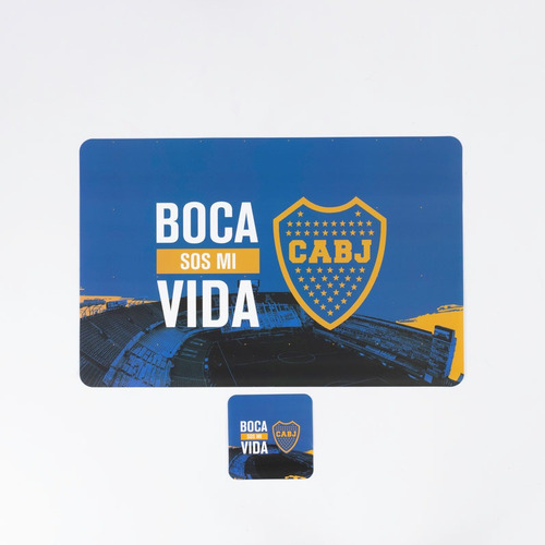 Mantel Individual Boca Juniors Con Portavasos X6 Uni Oficial