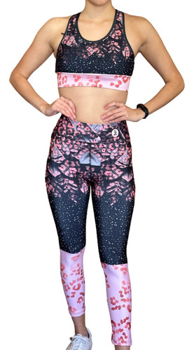 Conjunto Top Y Calza Deportiva Lycra Estampados Beybi