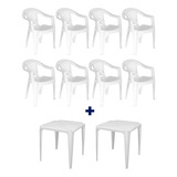Combo Kit 2 Mesas Plásticas + 8 Cadeiras Poltrona Tramontina