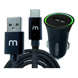 Kit Carregador Veicular Usb 2a +cabo Tipo C Original +brinde