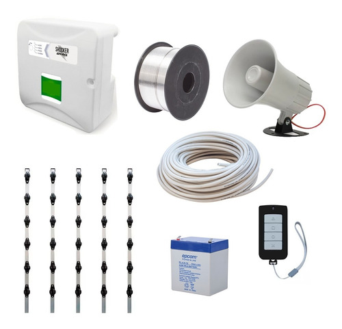 Kit Cerco Electrico Completo 5 Postes Con Bateria Respaldo