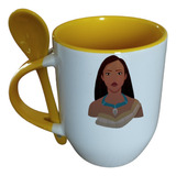 Taza Con Cuchara Disney Princesa Pocahontas Personalizable