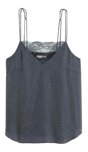 H&m Musculosa Raso Con Encaje