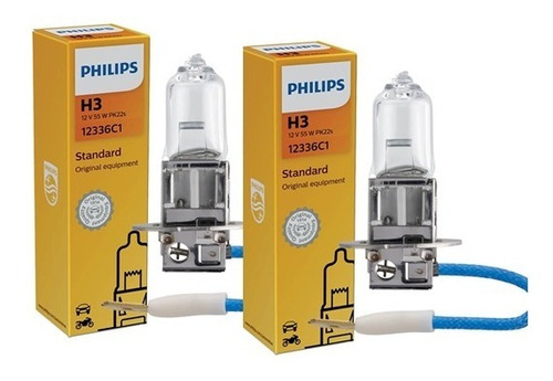 Par De Lâmpada H3 Philips 12336c1 12v 55w Alto Baixo Neblina