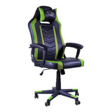 Silla De Escritorio Seats And Stools Fire Gamer Ergonómica  Negra Y Verde Con Tapizado De Cuero Sintético