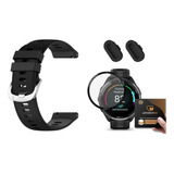 Kit Pulseira + Pelicula Vidro + 2 Plug Para Garmin 965