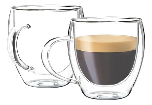 Vaso Pocillo Taza Doble Pared Vidrio Borosilicato 250ml