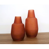 Kit 2 Vasos Contemporâneos Vidro Terracota Linha Bela Flor