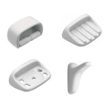 Accesorios Baño Ferrum Compacto 4 Accesorios De Pegar Blanco