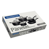 Kit De Panelas Tramontina Mônaco Antiaderente Preto 5 Peças