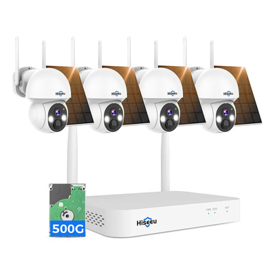 Cámara Seguridad Solar Hiseeu 4MP 4 Unidades Visión Nocturna Inalámbrica Exterior | Envío gratis