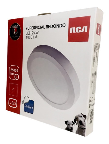 Panel Led 24w Sobreponer Redondo Rca Luz Blanca 6500k 1800lm