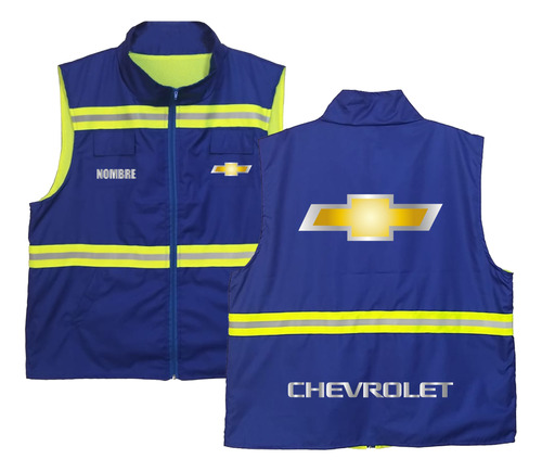 Chaleco Industrial  Chevrolet Logo Reflejante Y Dorado 