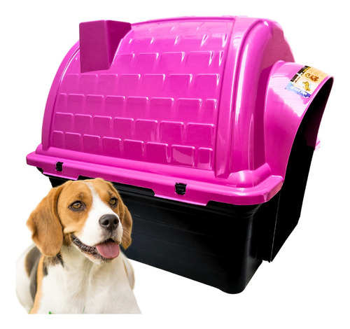 Casinha Plástico Rosa Cachorros Gatos Pets Médio N3 Pink